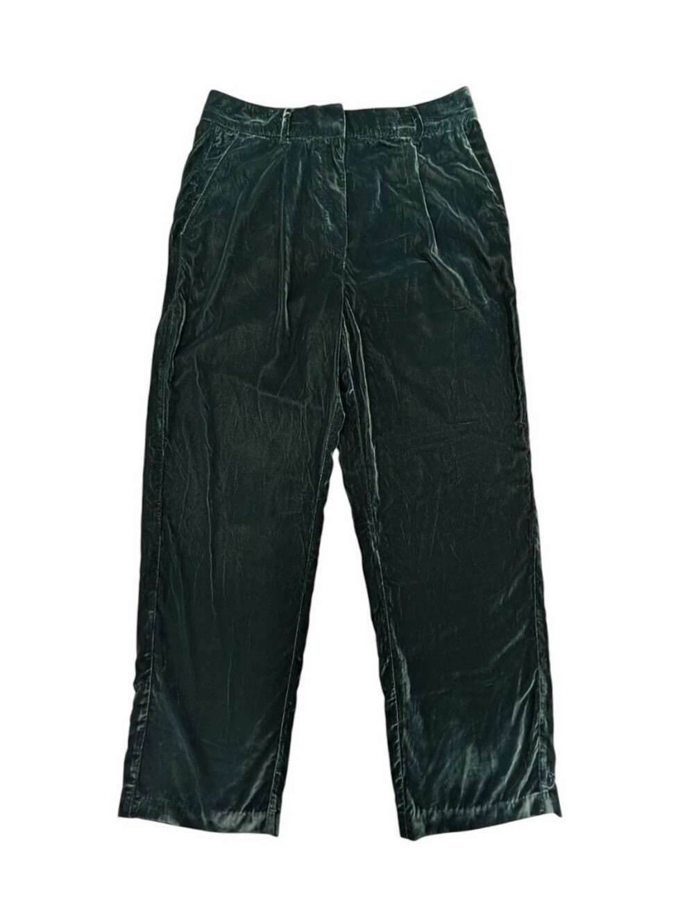 Old Navy Dark Green High Waisted Velvet Taylor Pants Sz M Wide Leg Full Length